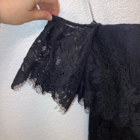 NWT LOVERS + FRIENDS Off the Shoulder Lace Mini Cocktail Dress BLACK SZ: Small - Picture 4 of 13